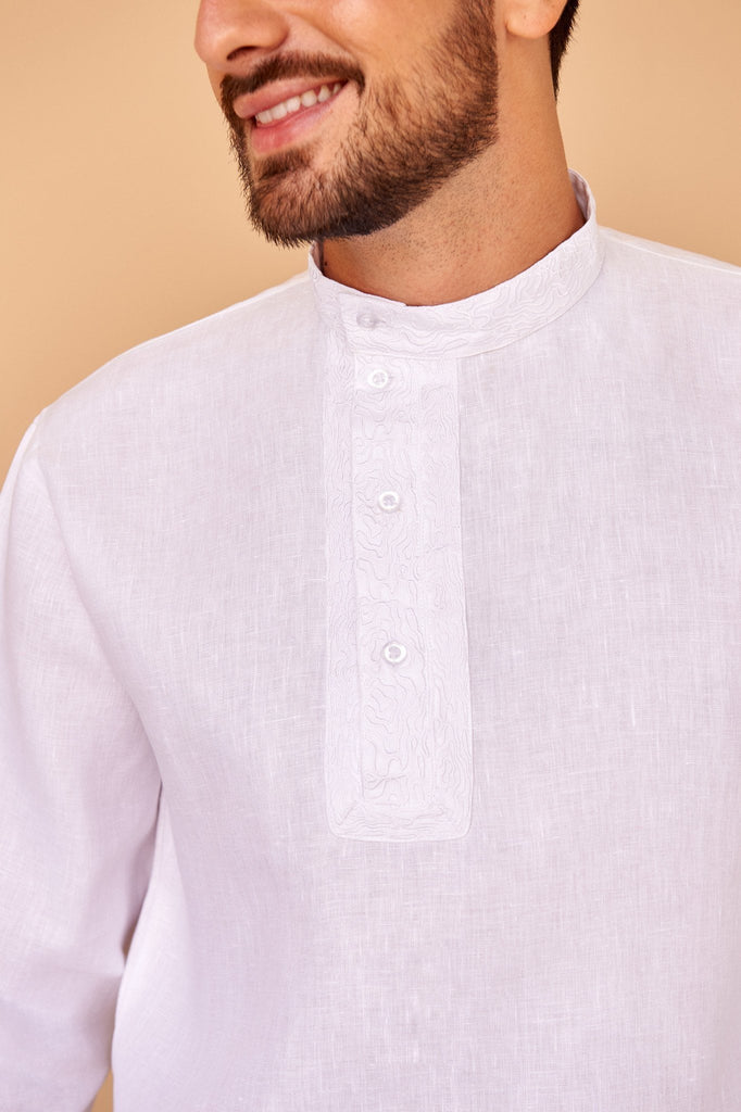 Men's Shirt White Linen Wear Clothing Fashion Luxury Yacht Russian