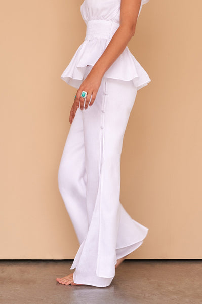 Fácil Blanco  Aysha Pants ladies-white-linen-full-length-trousers – Facil  Blanco