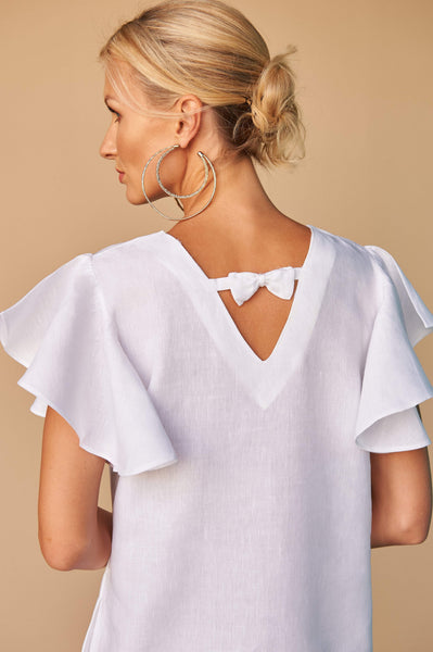 【完売】  Fácil Blanco | Ynes Dress ladies white Italian Linen dress ワンピース