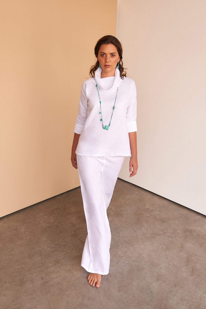 Fcil Blanco | Amalya Pants white italian linen long length trousers pants for ladies Facil Blanco Fcil Blanco | Amalya Pants white italian linen long length trousers pants for ladies Facil Blanco