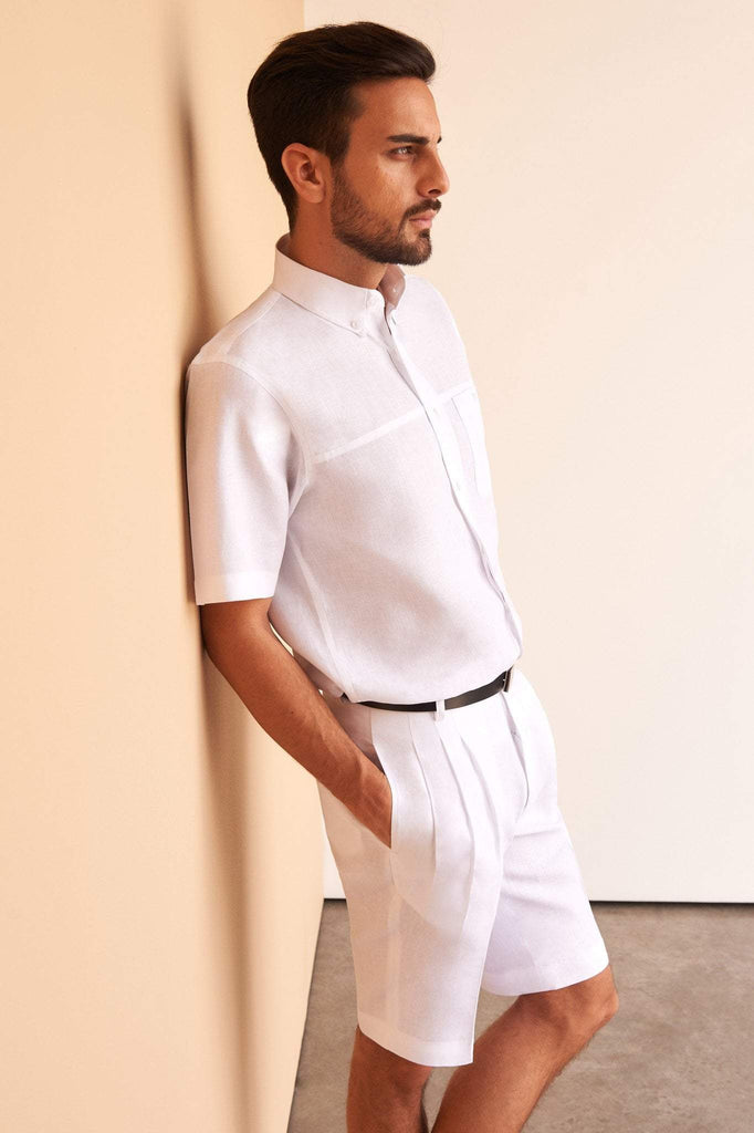 Men's Shorts White Linen Wear Clothing Fashion Luxury Golf