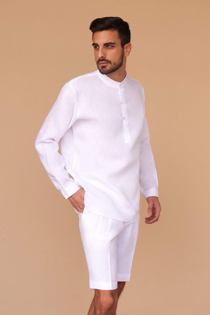 Men's Shirt White Linen Wear Clothing Fashion Luxury 
