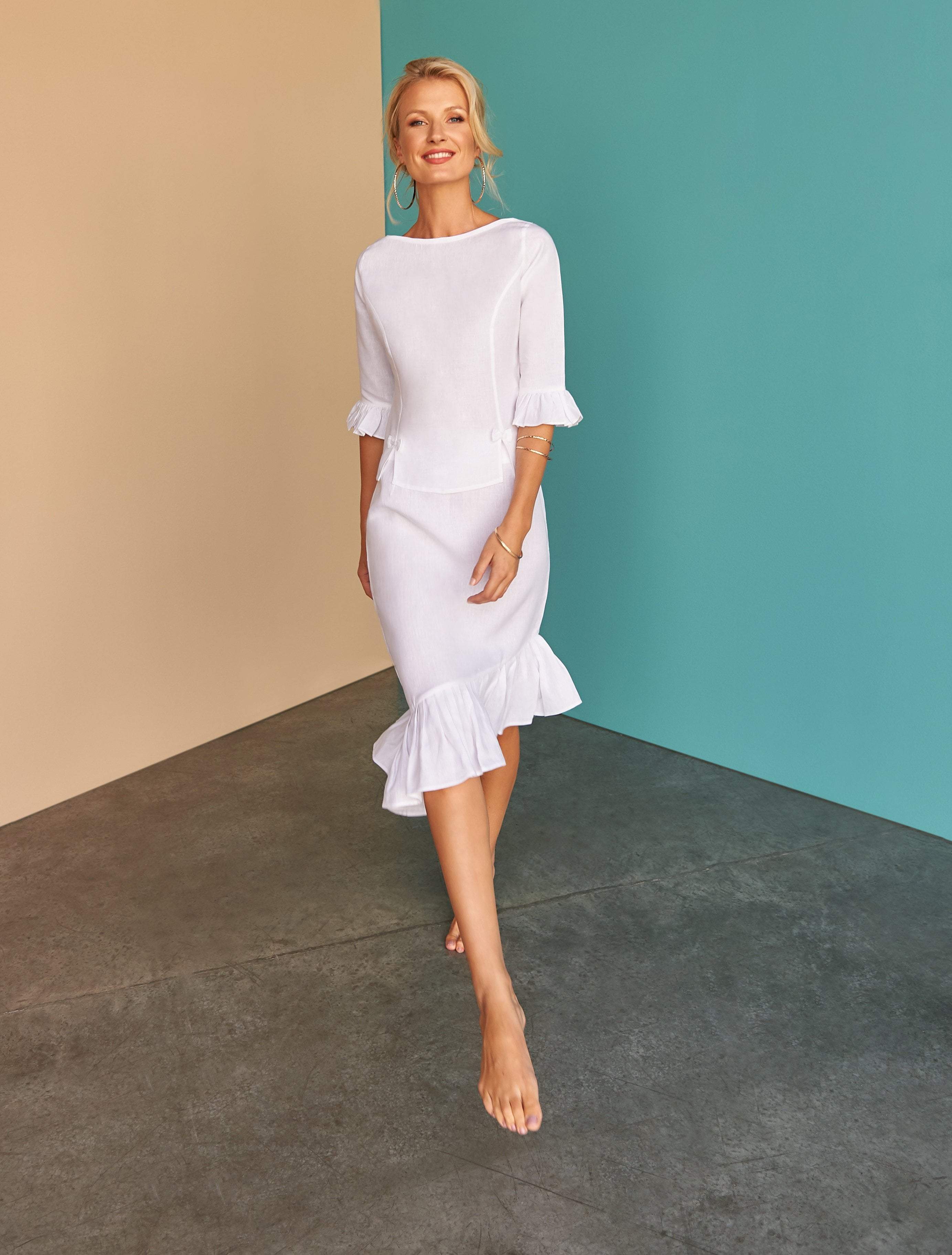 Fácil Blanco | Vallerya Skirt ladies-white-Italian-linen
